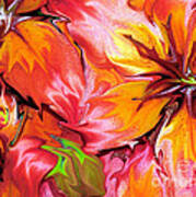 Liquefied Asiatic Lilies Abstract Poster