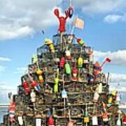 Lobster Traps Christmas Tree Poster