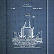 Locomotive Steam Engine Vintage Patent Blueprint Poster
