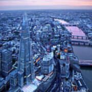 London Aerial At Night Poster
