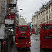 London - It's Raining Again But Riding The Double-decker Buses Is Fun Poster
