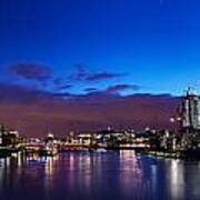 London Skyline Panorama At Night Poster