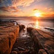 Long Exposure Sunset At A Rocky Reef In Poster