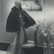 Loretta Young Wearing A Fur Cape Poster