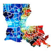 Louisiana Map - State Maps By Sharon Cummings Poster