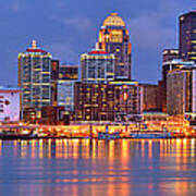 Louisville Skyline At Dusk Sunset Panorama Kentucky Poster