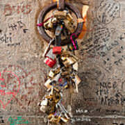 Lover's Locks On The Ponte Vecchio In Florence Poster