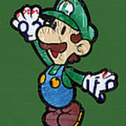 Luigi From Mario Brothers Nintendo Original Vintage Recycled License Plate Art Portrait Poster