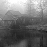 Mabry Mill In Fog Bw Poster
