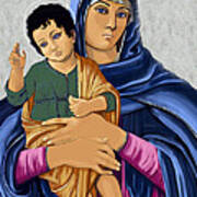 Madonna With Child Blessing Poster