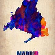 Madrid Watercolor Map Poster