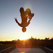 Man Doing Backflip On Trampoline Poster