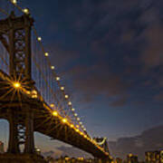 Manhattan Bridge At Blue Hour Poster