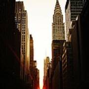 Manhattanhenge Sunset And The Chrysler Building Poster