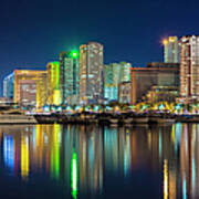 Manila City Skyline At Night Poster