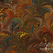 Marbleized Endpaper In Russets And Golds Poster