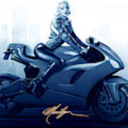 Marilyn's Ride In Blue Poster