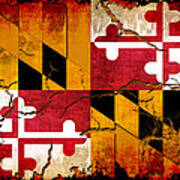 Maryland Grunge Style Flag Poster