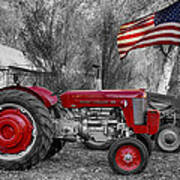 Massey -  Feaguson 65 Tractor With Usa Flag Bwsc Poster