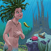 Mermaid Underwater City Poster