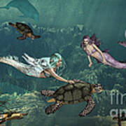 Mermaids At Turtle Springs Poster