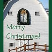 Merry Christmas Barn Green Border 1186 Poster