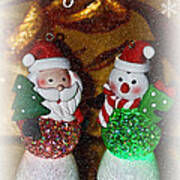 Merry Christmas - Glowing Santas By Kaye Menner Poster