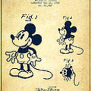 Mickey Mouse Patent Drawing From 1930 - Vintage Poster