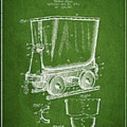 Mine Trolley Patent Drawing From 1903 - Green Poster