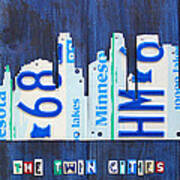 Minneapolis Minnesota City Skyline License Plate Art The Twin Cities Poster