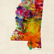 Mississippi Watercolor Map Poster