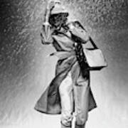 Model Caught In Heavy Rain Wearing Valentino Poster