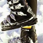 Model's Feet Wearing Ski Boots Poster