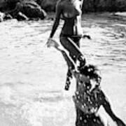 Models Splashing In Water Wearing A Monokini Poster