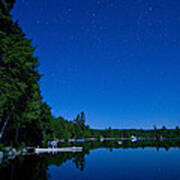 Moonlight And Stars At The Lake Poster