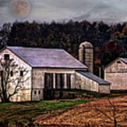 Moonrise Over An Amish Farm Poster