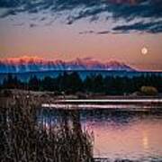 Moonrise Rocky Moutains Poster