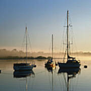 Moored Boats At Sunrise Poster