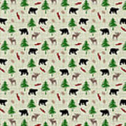 Moose And Bear Pattern Poster