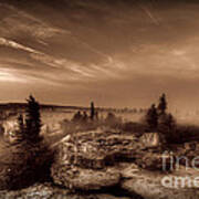 Morning Image Of Bear Rocks With Fog In Dolly Sods Poster