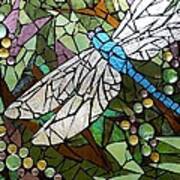 Mosaic Stained Glass - Blue Dragonfly 50/50 Poster