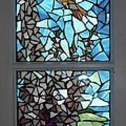 Mosaic Stained Glass - Ruby-throated Hummingbird Poster
