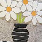 Mosaic Vase Of Daisies Poster