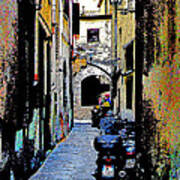 Motorcyle In Florence Alley Poster