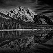 Mount Moran In Black And White Poster