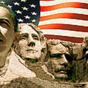 Barack Obama On Mount Rushmore - American Art Poster Poster