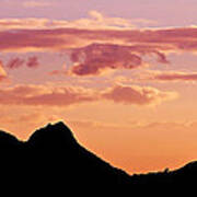Mountains Silhouette At Sunset - Mauritius Poster