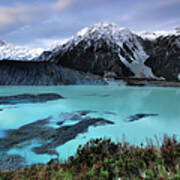 Mueller Glacier Lake And Mount Cook At Poster