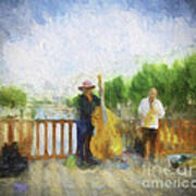 Musicians On A Bridge Poster