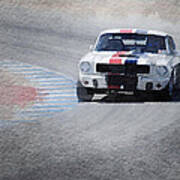 Mustang On Race Track Watercolor Poster